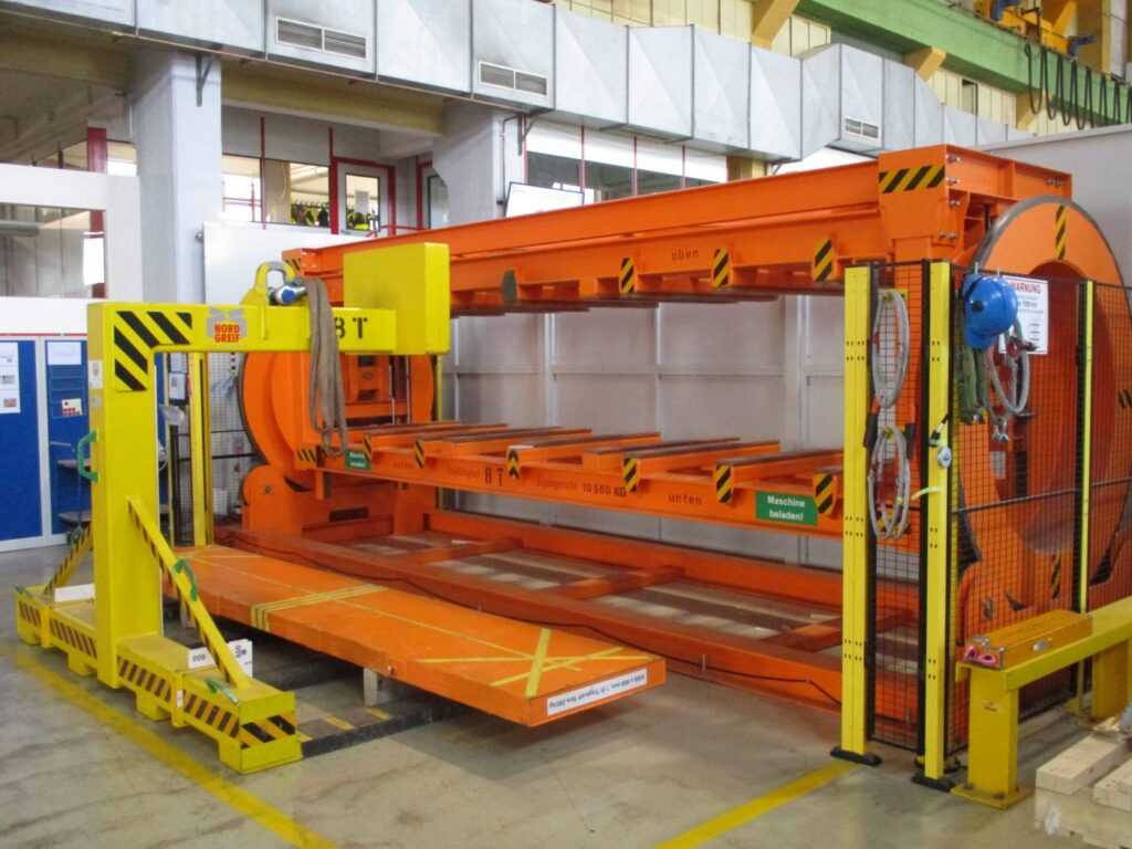 Kipptisch, Wendeeinrichtung, Wendetisch, Platinenwendetisch, Coilwendeinichtung, Rundling-Wendeeinrichtung, Wendegerät, Werkzeugwender, Lastaufnahmemittel